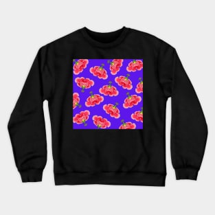 Chinese Vintage Pink and Red Flowers with Bright Purple - Hong Kong Traditional Floral Pattern Crewneck Sweatshirt